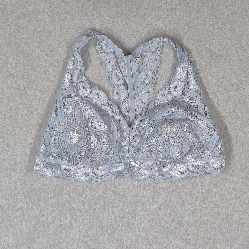Gilligan & O'Malley Women Bra XL Blue Geometric Racerback Bralette Wireless